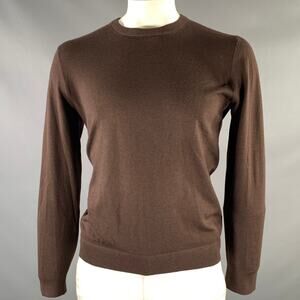 JOSEPH Size L Brown Solid Wool Blend Crew-Neck Pullover